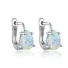 Hoop Earrings Charm Water Drop Stone Blue White Opal Classic Silver Color Wedding For Women Engagement Jewelry