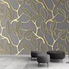 Anpassade PO Wallpaper Murals 3D stereoskopiska gyllene träd lämnar Creative Art Living Room TV Bakgrund Väggpapper Hemdekor348V