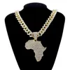 Moda Crystal Africa Mapa Colar Pingente para homens Acessórios de hip hop masculinos Colar de jóias Chaker Chain Chain Link Chain288s