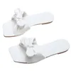 Slippers Rimocy Fashion Bowtie Women Summer 2023 Toe quadrado Praia de fundo macia Slides Mulher Plus Tamanho 44 Saltos planos Flipes