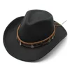 Basker fyra säsonger man kvinnor cowboy hattar ull etnisk stil västband bandade koppar mynt dekoration hög kvalitet mössor