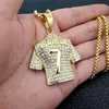 Men's Necklace Football 7 Pendant With StainlSteel Chain and Iced Out Bling Rhinestones Necklace Hip Hop Sports Jewelry X0707337H