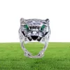 Eyes verts de luxe Zircon Leopard Head 925 STERLING Silver Dinger Ring Panther Animal Crect Party Wedding Silver Bijoux J01128447427778