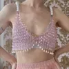 Women's Tanks Sexy Hollow Rhinestone Bra Top Dance Jewelry For Women Tassel Body Chain Chest Crystal Bralette Underwear Necklace