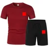 P 디자이너 t 셔츠 Tracksuits 남자 티셔츠 반바지 세트 여름 통기성 캐주얼 러닝 세트 패션 인쇄 남성 브랜드 스포츠 슈트