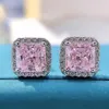 Stud Gica 925 Sterling Silver 7 7mm Pink Yellow High Carbon Diamond Earrings For Women Sparkling Wedding Fine Jewelry Gift248s