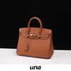 Designer Bojin Tote bags for women online store UNA Una Locke Orange Fashion Top Layer Cowhide Bag Real Leather Handbag Women's With Logo