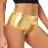 Pantalones cortos para mujer, ropa Sexy para discoteca, botín metálico, pantalones brillantes de cintura alta, baile en barra, música, fiesta Rave, pantalones cortos