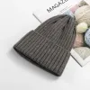 Unisex zima miękka ciepła bawełniana kaszmirowa czapka czapka wysokiej jakości dzianina kablowa zwykłe czapki solidny kolor ciepły kapelusz