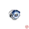 925 charm beads accessories fit pandora charms jewelry Wholesale Spring Fine Pink Flower Friend Clip Curled Caterpillar Bead