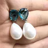 Dangle Earrings Natural Tear Fresh Water Pearl Women's Crystal Charm 925 Sterling Silver Eardrop Jewelry Trendy For Women