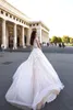 Squisiti abiti da sposa in tulle 2023 Sposa Castello A-Line manica lunga profondo scollo a V Elegante bottone ricoperto Sweep Train personalizzato
