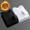 Men's Thermal Underwear 2pcs Men's Thermal Underwear Warm Plus Velvet Thickened Slim O-neck T-shirt Winter Cold-proof Warm Bottoming Shirt Inner Top 5XL L231130