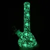 7 INCH Silicone Hookah Glow in the Dark Smoking Water Pipe Skull Printed Shisha Bong WITH Bowl