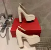 Marques élégantes Tan-Go escarpins à plateforme chaussures en cuir verni ivoire bride à la cheville à talons hauts talons épais talon bloc 155mm bout rond chaussure habillée femmes luxe