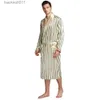 Men's Robes Mens Silk Satin Pajamas Pajama Pyjamas PJS Sleepwear Robe Robes Nightgown Robes S M L XL 2XL 3XL Plus Beige Blue Striped L231130
