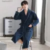 Men's Robes L-4XL Long Shower Robe Autumn Winter Plush Thicken Flannel Antistatic Double-side Coral Fleece Soft Men's Bathrobe Dressing Gown L231130