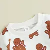 Clothing Sets Baby Girls Christmas Pants Sets Long Sleeve Gingerbread Print Sweatshirt Tops Drawstring Clothe Sets 231129