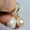 Orecchini pendenti 11-12MM Perla bianca barocca naturale Gancio 14K Anno del Ringraziamento Moda Bella Pasqua Natale Fortunato