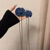 Choker Creative Denim Blue Flower Naszyjnik dla kobiet 2023 Trend Long Wax Line Regulowany łańcuch Akcesorium Plaży Biżuteria plażowa