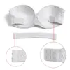 BRAS VGPLAY PUSHUP Women Bh Solid White Padded Axless underkläder Backless Transparent Strap Halter Bralette Big Cup A B C D E 231129