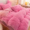 Sängkläder sätter super shaggy quilt täcker super varm säng plysch sammet sängkläder set lamm cashmere täcke täcke kudde flickor prinsessa 231129