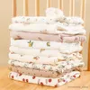 Filtar Swaddling Baby Printed Cotton Filt Diaper Cotton Filt Baby barnvagn Rynkat tyg Baby Swaddle Wrap Nyfödd filtuppsättning R231130