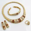 Wedding Jewelry Sets Latest Dubai Gold Color Luxury 18K Plated Women Necklaces Earrings Ring Bracelet Party Accessories 231130