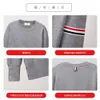 Tb Browins New Wool Round Neck Pullover Mens and Womens Same Stripe Bottomed Casual Sweater