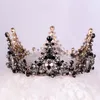 NEUE schwarze Prinzessinnen-Kopfbedeckung, schicke Braut-Tiaras, Accessoires, atemberaubende Kristalle, Perlen, Hochzeits-Tiaras und Kronen 12102342V