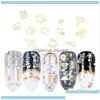 Decorações de arte de unhas beleza céu decorações de unhas salão de arte saúde beautybox oco out ouro glitter lantejoulas flocos de neve design misto f dh0oz