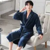 Men's Robes L-4XL Long Shower Robe Autumn Winter Plush Thicken Flannel Antistatic Double-side Coral Fleece Soft Men's Bathrobe Dressing Gown L231130