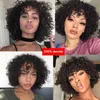 Synthetic Wigs Rebecca Short Curly Human Hair Wigs for Black Women Peruvian Remy Full with Bangs Bouncy Curl Blond Red Cosplay 230227