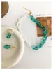 Halskette Ohrringe Set INS Farbe Grün Glasierte Perle Asymmetrisch Panel Nische SOMMER Mädchen Chic Schlüsselbeinkette Feenschmuck