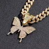 Chokers Trendy Butterfly Crystal Pendant for Women Iced Out Cuban Link Chain Chunky Halsband Choker Hip Hop Jewelry 230428