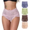 3pcs High Waist Lifting Hip Lace Briefs Women Sexy Panties Cotton Crotch Breathable 2023 New Plus Size Underpants Lady Lingerie M-3XL