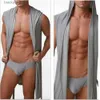 Men's Robes Hommes Robes respirant peignoirs chemise de nuit glacé soyeux à capuche sans manches pyjamas mode Homewear vêtements de nuit sexy vêtements décontractés L231130