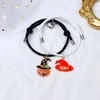Charm Bracelets 2pcs/set Halloween Magnet Bracelet For Friends Couple Pumpkin String Rope Handmade Jewelry Friendship Gift