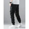 Men's Pants Men Zip Detail Flap Pocket Side Drawstring Waist Cargo Pants 231129