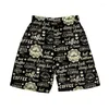 Men's Shorts Coffee Text Pattern Casual Pants Board 2023 Couple Quick Dry Swimming Trunks Summer