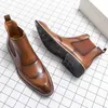 Stövlar chelsea stövlar för män ankelstövlar affär fyrkantiga tå slip-on handgjorda mens stövlar storlek 38-45 231129