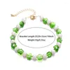Strand Ins – Bracelet de perles d'eau douce naturelles pour femmes, verre de cristal, épissage de fleurs vertes, bijoux simples
