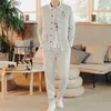 Men's Suits Blazers New Men's Business Casual Suit 2 Piece Chinese Vintage Style Men Wedding Embroidery Dress Clothing Blazers and Drstring PantsL231130