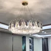 샹들리에 현대 식당 섬 샹들리에 현대 고급 크리스탈 둥근 원형 거실 침실을위한 가벼운 천장 램프 장식