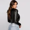 Giacche da donna PU Leather Women Design Short Outwear Coat manica lunga 2023 Black Sexy Black Female Abbigliamento
