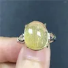 Clusterringen Natuurlijk goud Rutilated Quartz Ring voor vrouwen man geluk Crystal 13x11mm mm ovale kralen zilveren rijkdom steen verstelbare sieraden