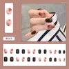 False Nails 24pcs/box Fake Press On Short Reusable Wearable Artificial French Black White Checker Designs Full Cover Nail Tips