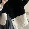 Giacca da donna in pelliccia sintetica di agnello Cappotto corto in pelliccia bianco nero allentato 2024