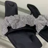 Jessie Scrunchie Slide Sandals 45mm Designer Luxury Women Strap Julie Crystal Slide Sling Back Heel In Satin Jessie Sandals Outdoor With Box