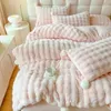 Bedding sets Tuscan Faux Fur Warm Fluffy Bedding Set for Winter Skin Friendly Warmth Plush Duvet Cover Set Queen Thickend Blanket Cover Sets 231129